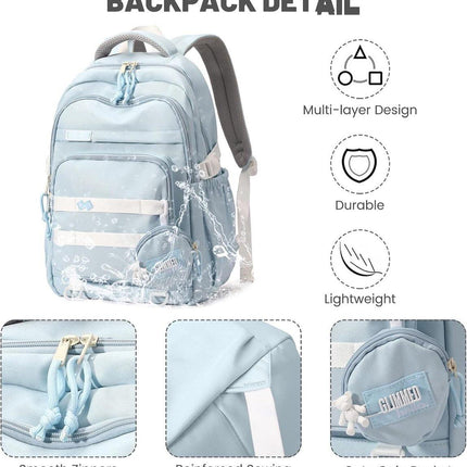 Waterproof backpack for girl - Girl's Backpack - School backpack - lightweight school bag - School bag - Girls School Student School Bag - Large capacity backpacks for Girls and Boys - Teenagers - High School backpacks - Blue.