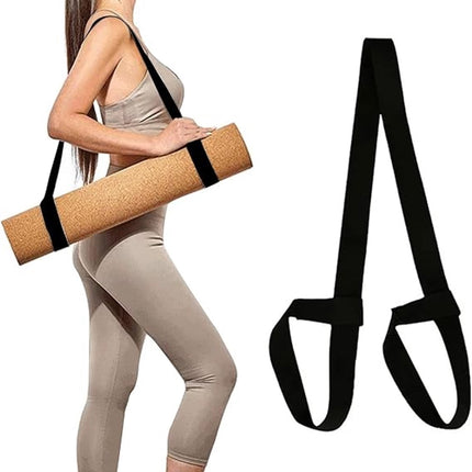 Yoga Mat Strap - Yoga Mat Carrying Strap - Straps - Adjustable Shoulder Straps - Yoga Mat Carrying Strap - Yoga Mat Storage Straps - For Storage and Organization - Black - 38 mm x 1.5 m - (mat not included)