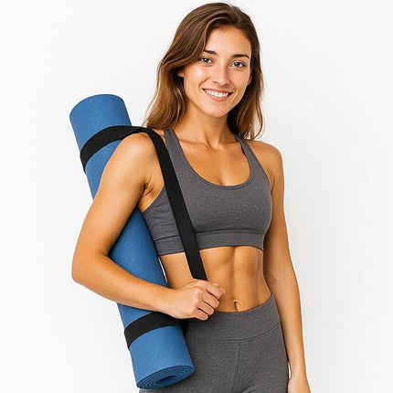 Yoga Mat Strap - Yoga Mat Carrying Strap - Straps - Adjustable Shoulder Straps - Yoga Mat Carrying Strap - Yoga Mat Storage Straps - For Storage and Organization - Black - 38 mm x 1.5 m - (mat not included).