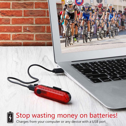 2-Piece Bicycle Light - Bicycle Rear Light - Bicycle Rear Lights - Front Light & Rear Light - USB Rechargeable Bicycle Lighting - LED Bicycle Light - Bicycle Lights - Drop-Resistant & Waterproof - Bicycle Light Suitable For Any Bike - for Night Riding - R.