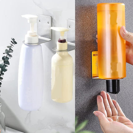Pieces Wall-Mounted Soap Dispenser - Wall-Mounted Soap Dispenser - Hand Pump Holder - Wall-Mounted Shampoo Bottle Holder - Kitchen-Bathroom Organizer - Wall Bracket - Black.