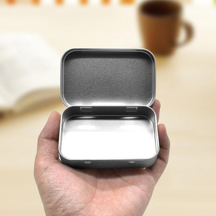 4 pieces - Iron box - Storage box - Portable box - storage box - jewelry box - rectangular metal tins - metal hinged boxes - with lid - for home and outdoors - 9.5*6*2.1 cm - silver.