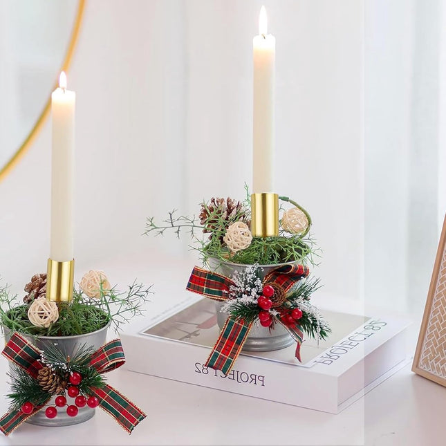 4 pieces - Candle holder - candle holder - candlestick - Christmas wreath candle holders - metal candlestick - Christmas decorations - home decor - candle accessories - 2.5*2.5*11 cm - gold-colored.