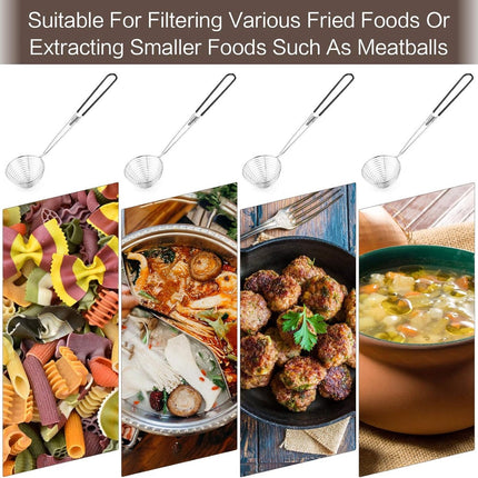 6 Pieces - Fondue nets - Stainless steel fondue nets - Fondue net - Fondue nets - Fondue baskets - Fondue strainer - with handle - for boba pearls, pasta, tortellini, meatballs and cooking.