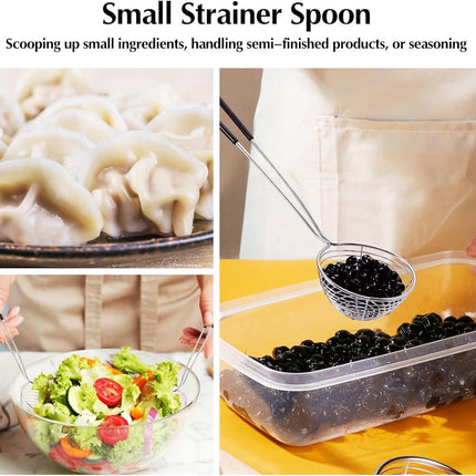 6 Pieces - Fondue nets - Stainless steel fondue nets - Fondue net - Fondue nets - Fondue baskets - Fondue strainer - with handle - for boba pearls, pasta, tortellini, meatballs and cooking.