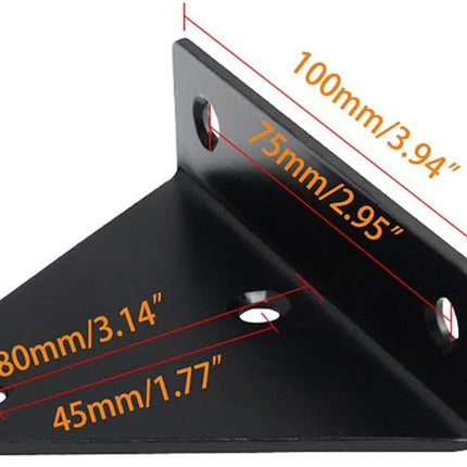 4 pieces - Shelf brackets - 10*8 cm - Wall-mounted floating bracket - Concealed shelf bracket - metal shelf brackets - triangular shelf bracket - with screws - invisible shelf bracket - for living room, bathroom and bedroom decor - black.