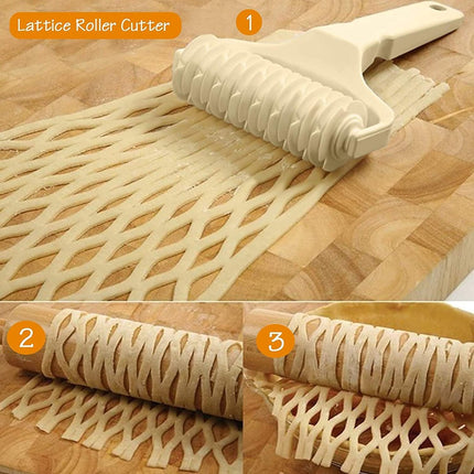 Dough cutter - Grid roller - Grid cutter - Grid cutter for rolling pins - Grid dough knife - roller cutter - rolling pin - kitchen utensils - baking tools - for cookies, cakes, pizza, bread - white - 19.5*12 cm.