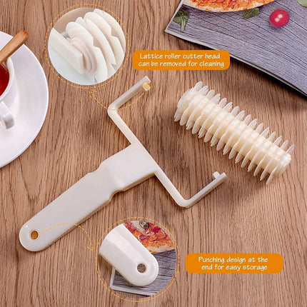 Dough cutter - Grid roller - Grid cutter - Grid cutter for rolling pins - Grid dough knife - roller cutter - rolling pin - kitchen utensils - baking tools - for cookies, cakes, pizza, bread - white - 19.5*12 cm.