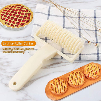 Dough cutter - Grid roller - Grid cutter - Grid cutter for rolling pins - Grid dough knife - roller cutter - rolling pin - kitchen utensils - baking tools - for cookies, cakes, pizza, bread - white - 19.5*12 cm.