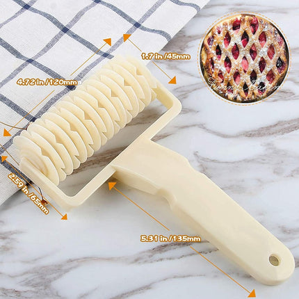 Dough cutter - Grid roller - Grid cutter - Grid cutter for rolling pins - Grid dough knife - roller cutter - rolling pin - kitchen utensils - baking tools - for cookies, cakes, pizza, bread - white - 19.5*12 cm.