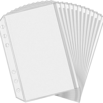 A5 (21x14.9cm) Binder Bags - 12 Pieces - Money Folders with Closure - 6 Holes Budget Cash Envelopes for Budgeting - Transparent Zipper Folder - Waterproof PVC Document Pouch Archiving - Transparent.
