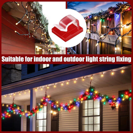 120 pieces - Cable clips - Cable holder - Cable clamp - Cord organizer - Outdoor lighting clips - transparent self-adhesive cable clips - for Christmas lights - with adhesive strips - patio decoration - for hanging wires and cable management - 14*14 mm.