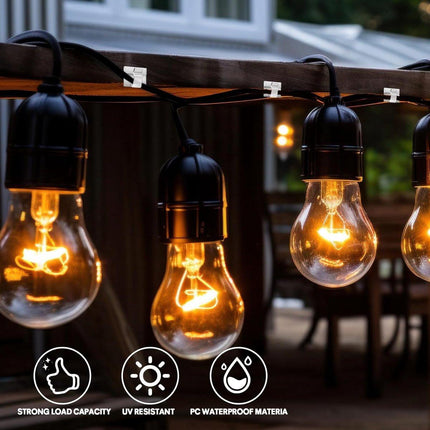 120 pieces - Cable clips - Cable holder - Cable clamp - Cord organizer - Outdoor lighting clips - transparent self-adhesive cable clips - for Christmas lights - with adhesive strips - patio decoration - for hanging wires and cable management - 14*14 mm.