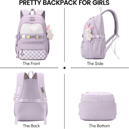 Backpack - Waterproof backpack for girls - laptop sleeve - Rucksack - laptop bag - Girl's Backpack - School backpack - lightweight school bag - School bag - Large capacity backpacks for Girls and Boys - Teenagers - Bookbag - School backpacks - Purple.
