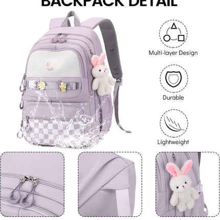 Backpack - Waterproof backpack for girls - laptop sleeve - Rucksack - laptop bag - Girl's Backpack - School backpack - lightweight school bag - School bag - Large capacity backpacks for Girls and Boys - Teenagers - Bookbag - School backpacks - Purple.