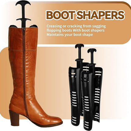 Boot Trees - 2 Pieces - boot trees - Adjustable Shoe Stretcher - Boot Holder Riding Boots - boot stretcher - Stretcher - Women's Boot - Shoe Shaper - knee-high boot trees - shaping insoles - Black.