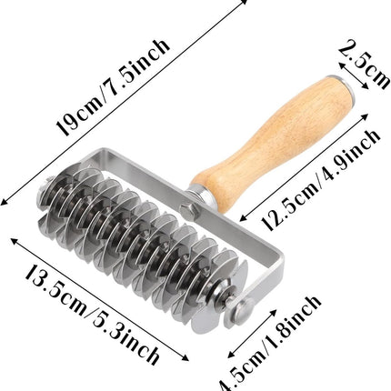 Dough cutter - Grid roller - Grid cutter - Stainless steel dough cutter - Dough roller with grid - Grid cutter for rolling pins - Dough knife grid - roller cutter - rolling pin - kitchen utensils - for cookies, bread, cake, pizza and pie.