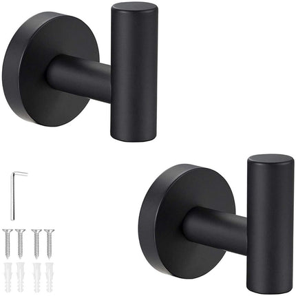 2 pieces - Towel hook - Hanging hooks - Hanging hooks - Bathroom towel hooks - Key hook - Clothes hook - Hat hook - Wall hooks - stainless steel hook - with screws - for bathroom, kitchen, garage, home, hotel, office - 5.5*6 cm - black.
