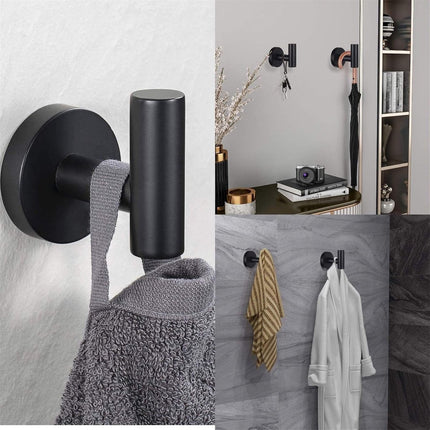 2 pieces - Towel hook - Hanging hooks - Hanging hooks - Bathroom towel hooks - Key hook - Clothes hook - Hat hook - Wall hooks - stainless steel hook - with screws - for bathroom, kitchen, garage, home, hotel, office - 5.5*6 cm - black.
