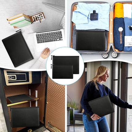 pieces - fireproof bag - A4/A5 - fireproof document holder - fireproof storage bag - fireproof money bag - fireproof pouch - for passport, card and valuables - 28*17cm, 34*24 cm - black.