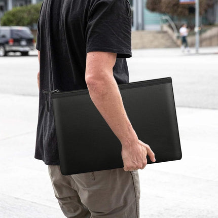 pieces - fireproof bag - A4/A5 - fireproof document holder - fireproof storage bag - fireproof money bag - fireproof pouch - for passport, card and valuables - 28*17cm, 34*24 cm - black.