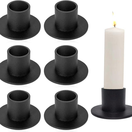 6 pieces - Candlesticks - Candle holder - Candle stand - metal candle holders - modern candle holders - home decoration - for the living room, parties, Christmas, weddings - Φ2.5 cm - 5*2.7 cm - black.