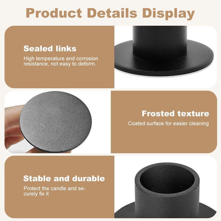 6 pieces - Candlesticks - Candle holder - Candle stand - metal candle holders - modern candle holders - home decoration - for the living room, parties, Christmas, weddings - Φ2.5 cm - 5*2.7 cm - black.