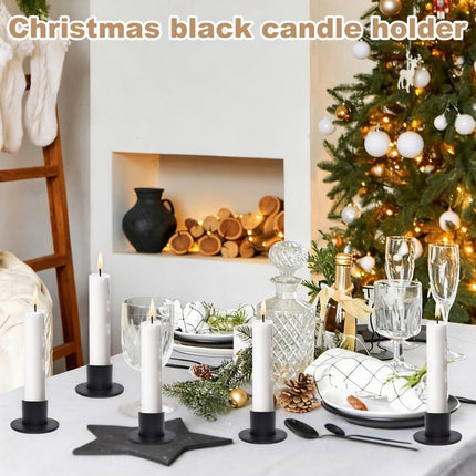 6 pieces - Candlesticks - Candle holder - Candle stand - metal candle holders - modern candle holders - home decoration - for the living room, parties, Christmas, weddings - Φ2.5 cm - 5*2.7 cm - black.