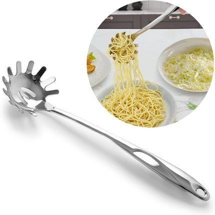 Spaghetti Spoon - Stainless Steel Pasta Spoon - Spaghetti Spoon - Pasta Spoon - User-friendly - Lightweight - Kitchen Utensil - Stainless Steel - Non-stick - Silver.