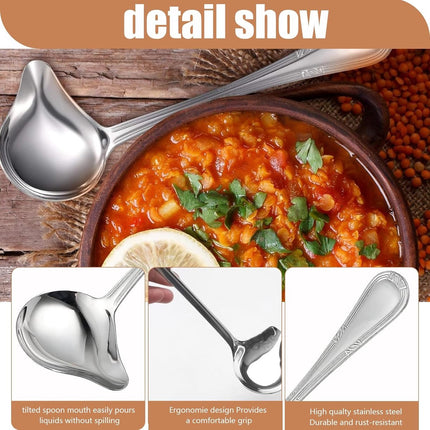 2 pieces - Gravy ladle - Spoon - Spoon with spout - Kitchen sauce ladle - Sauce ladle - Stirring spoon - Soup ladle - Ladle set - Cooking spoon - Serving spoon - Soup ladle - Oil and fat separator - Stainless steel kitchen spoons - for soup, sauce and spi.