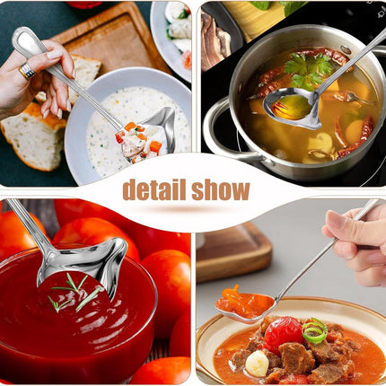 2 pieces - Gravy ladle - Spoon - Spoon with spout - Kitchen sauce ladle - Sauce ladle - Stirring spoon - Soup ladle - Ladle set - Cooking spoon - Serving spoon - Soup ladle - Oil and fat separator - Stainless steel kitchen spoons - for soup, sauce and spi.
