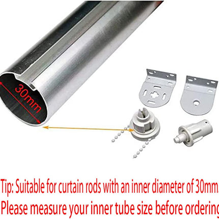 32mm - Roller Blind Coupling Replacement Spare Parts - Roller Blind Repair Kit - Roller Blind System - spare parts for roller blind couplings - window decoration accessories - roller blind fittings - with bead chain, screws - white.