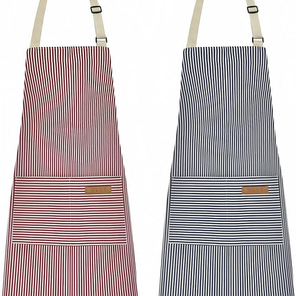 Kitchen Apron - 2 Pieces - Professional Cooking Apron - for Ladies and Gentlemen - Catering Apron - Easily Adjustable - BBQ Apron - Pottery Apron - Cooking Kitchen Aprons - kitchen cooking aprons - soft chef apron with 2 pockets - blue / pink.