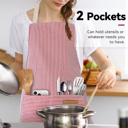 Kitchen Apron - 2 Pieces - Professional Cooking Apron - for Ladies and Gentlemen - Catering Apron - Easily Adjustable - BBQ Apron - Pottery Apron - Cooking Kitchen Aprons - kitchen cooking aprons - soft chef apron with 2 pockets - blue / pink.