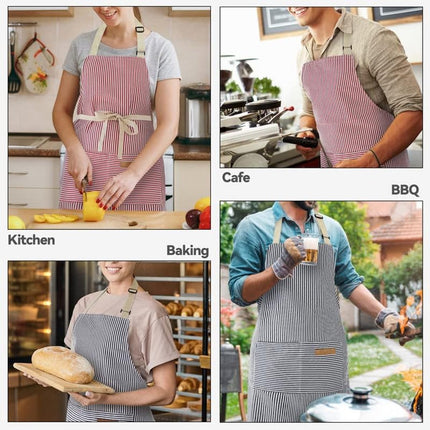 Kitchen Apron - 2 Pieces - Professional Cooking Apron - for Ladies and Gentlemen - Catering Apron - Easily Adjustable - BBQ Apron - Pottery Apron - Cooking Kitchen Aprons - kitchen cooking aprons - soft chef apron with 2 pockets - blue / pink.