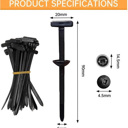 100 pieces - Nylon cable tie buckle - cable ties - nylon cable tie holder - self-locking plastic cable ties - self-locking nylon zip tie holder - for daily car repairs, home and office - 9*2 cm - black.