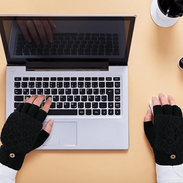 2 Pairs USB Heated Gloves - Heated Gloves - Electric Heating - Double-Sided Heating - Knitted Heated Gloves - Warm Winter Gloves - Gloves with Heating - Gloves - Winter - Unisex - Grey/Black.