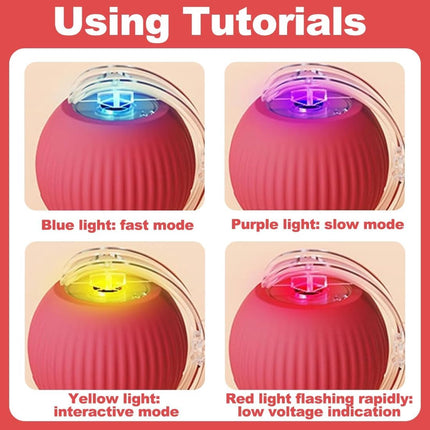 Electric Cat Ball Toy - Cat Toys - Electric Toy Ball - Pet Toys - Smart Toy Ball - Automatic Rolling Cat Ball - Interactive Cat Toy - Rechargeable - Cat Ball for Play and Interaction - Red.