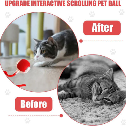 Electric Cat Ball Toy - Cat Toys - Electric Toy Ball - Pet Toys - Smart Toy Ball - Automatic Rolling Cat Ball - Interactive Cat Toy - Rechargeable - Cat Ball for Play and Interaction - Red.