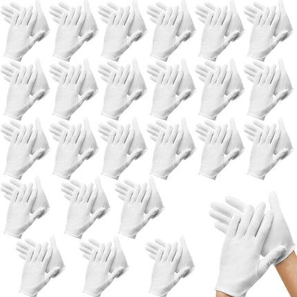 24 pairs - Gloves - white cotton gloves - soft cotton gloves - coin jewelry, silver inspection gloves - cotton gloves - serving gloves - stretchy gloves - 20 cm.