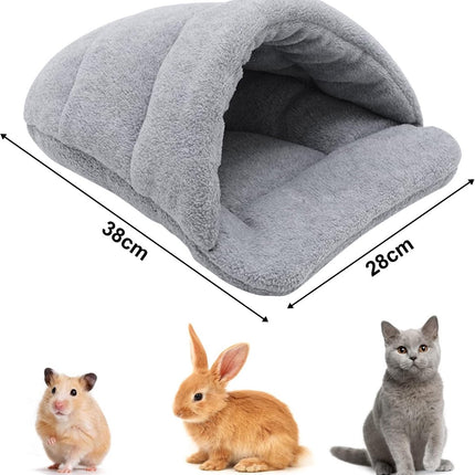 Rabbit Nest - 1 piece - Hamster Sleeping Bag - Hamster Bed - Guinea Pig Bed - Warm Guinea Pig House - Pet Sleeping Bag - Mini Sleeping Bag - Warm Soft Hiding Place - for hamsters, rabbits, kittens and other small pets - 38*28 cm - Grey.