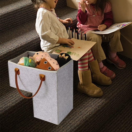 Stair Organizer Basket - Stair Basket - L-shaped foldable stair basket - Storage Bag - Felt Stair Basket - Laundry Basket - Toy Basket - Household Items - for Laundry, Toys - 42*42*25.5 cm - Light Grey.