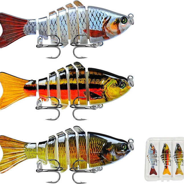 3-Piece Artificial Lure Set - Fishing Bait - Crankbait - Hook Plugs - Artificial Lures - Rubber Fish - for slow-sinking, gliding, and swimming, realistic artificial lures, suitable for saltwater and freshwater trout, sea bass, pike, zander, blue perch, an.