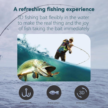 3-Piece Artificial Lure Set - Fishing Bait - Crankbait - Hook Plugs - Artificial Lures - Rubber Fish - for slow-sinking, gliding, and swimming, realistic artificial lures, suitable for saltwater and freshwater trout, sea bass, pike, zander, blue perch, an.