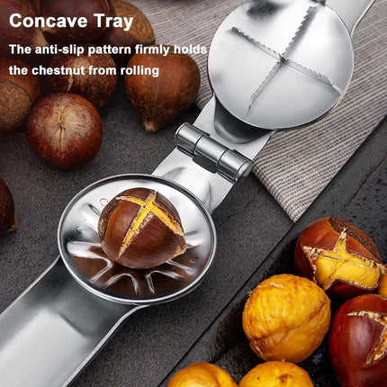Chestnut opener - Nutcracker - Chestnut clip - Dried fruit opener - chestnut tongs - chestnut cutter - nutcracker tongs - nutcracker - manual chestnut cracker - walnut cracker - chestnut clamp - for chestnuts, walnuts, hazelnuts - 17.5*5.5cm - silver.