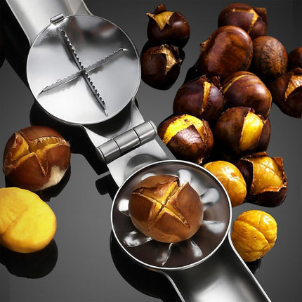 Chestnut opener - Nutcracker - Chestnut clip - Dried fruit opener - chestnut tongs - chestnut cutter - nutcracker tongs - nutcracker - manual chestnut cracker - walnut cracker - chestnut clamp - for chestnuts, walnuts, hazelnuts - 17.5*5.5cm - silver.