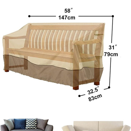 Garden Bench Cover - Protective Cover for 2-Seater Garden Bench - Bench Cover - Waterproof Garden Bench Cover - 210D Oxford - Windproof - Waterproof - Tear-Resistant - Beige - 147 x 83 x 79 cm.