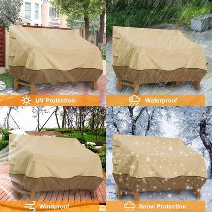 Garden Bench Cover - Protective Cover for 2-Seater Garden Bench - Bench Cover - Waterproof Garden Bench Cover - 210D Oxford - Windproof - Waterproof - Tear-Resistant - Beige - 147 x 83 x 79 cm.