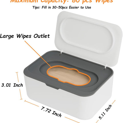 Wet wipes dispenser - 2 Pieces - Wipe box - Wet Toilet Paper Holder - Wet wipes storage box - Wipes Dispenser - Wipe holder for Baby & Adult - Refillable Wipe Container - Keeps Wipes Fresh - White.