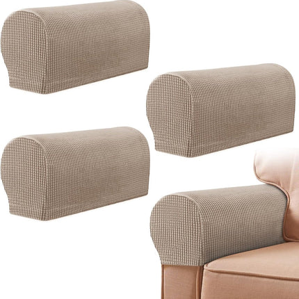 4 Pieces - Armrest Protection Covers - Protective Cover - Elastic Sofa Cover - Sofa Armrest Cover - Gloves for Sofa Armrests - Anti-Slip - Anti-Scratch - for Reclining Square, Curved, Tilted Armrest Cover - Brown.